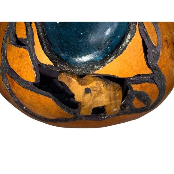 New Handmade Craft Hand Carved Gourd Small Light Lamp - Picture 7 of 11